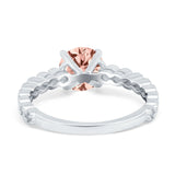 Solitaire Accent Wedding Ring Round Simulated Cubic Zirconia 925 Sterling Silver