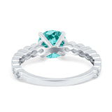 Solitaire Accent Wedding Ring Round Simulated Cubic Zirconia 925 Sterling Silver