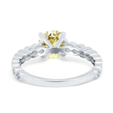 Solitaire Accent Wedding Ring Round Simulated Cubic Zirconia 925 Sterling Silver