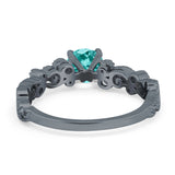 Filigree Art Deco Wedding Ring Round Simulated Cubic Zirconia 925 Sterling Silver