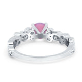 Filigree Art Deco Wedding Ring Round Simulated Cubic Zirconia 925 Sterling Silver