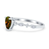 Teardrop Wedding Ring Simulated Cubic Zirconia 925 Sterling Silver