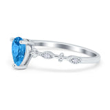 Teardrop Wedding Ring Simulated Cubic Zirconia 925 Sterling Silver