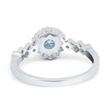 Vintage Style Engagement Ring Round Simulated Cubic Zirconia 925 Sterling Silver
