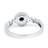 Vintage Style Engagement Ring Round Simulated Cubic Zirconia 925 Sterling Silver