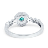 Vintage Style Engagement Ring Round Simulated Cubic Zirconia 925 Sterling Silver