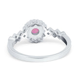 Vintage Style Engagement Ring Round Simulated Cubic Zirconia 925 Sterling Silver