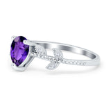 Teardrop Engagement Ring Pear Simulated Cubic Zirconia 925 Sterling Silver