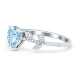 Teardrop Engagement Ring Pear Simulated Cubic Zirconia 925 Sterling Silver