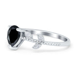 Teardrop Engagement Ring Pear Simulated Cubic Zirconia 925 Sterling Silver