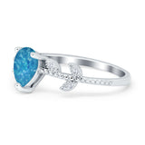 Teardrop Engagement Ring Pear Simulated Cubic Zirconia 925 Sterling Silver
