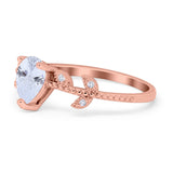 Teardrop Engagement Ring Pear Simulated Cubic Zirconia 925 Sterling Silver