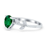 Teardrop Engagement Ring Pear Simulated Cubic Zirconia 925 Sterling Silver