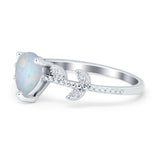 Teardrop Engagement Ring Pear Simulated Cubic Zirconia 925 Sterling Silver