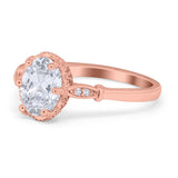 Vintage Style Wedding Ring Round Simulated Cubic Zirconia 925 Sterling Silver