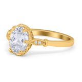 Vintage Style Wedding Ring Round Simulated Cubic Zirconia 925 Sterling Silver