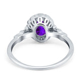 Art Deco Engagement Ring Oval Simulated Cubic Zirconia 925 Sterling Silver