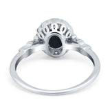 Art Deco Engagement Ring Oval Simulated Cubic Zirconia 925 Sterling Silver