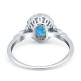 Art Deco Engagement Ring Oval Simulated Cubic Zirconia 925 Sterling Silver