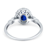 Art Deco Engagement Ring Oval Simulated Cubic Zirconia 925 Sterling Silver