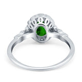 Art Deco Engagement Ring Oval Simulated Cubic Zirconia 925 Sterling Silver