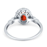 Art Deco Engagement Ring Oval Simulated Cubic Zirconia 925 Sterling Silver