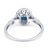 Art Deco Engagement Ring Oval Simulated Cubic Zirconia 925 Sterling Silver