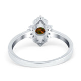 Art Deco Halo Engagement Ring Round Simulated Cubic Zirconia 925 Sterling Silver