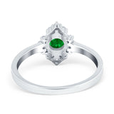 Art Deco Halo Engagement Ring Round Simulated Cubic Zirconia 925 Sterling Silver