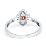 Art Deco Halo Engagement Ring Round Simulated Cubic Zirconia 925 Sterling Silver