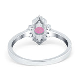 Art Deco Halo Engagement Ring Round Simulated Cubic Zirconia 925 Sterling Silver