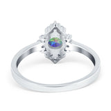 Art Deco Halo Engagement Ring Round Simulated Cubic Zirconia 925 Sterling Silver