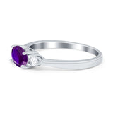 Three Stone Oval Engagement Ring Simulated Cubic Zirconia 925 Sterling Silver