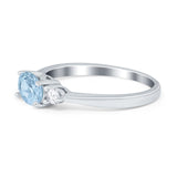 Three Stone Oval Engagement Ring Simulated Cubic Zirconia 925 Sterling Silver