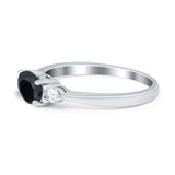 Three Stone Oval Engagement Ring Simulated Cubic Zirconia 925 Sterling Silver