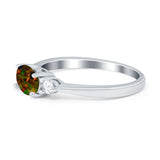 Three Stone Oval Engagement Ring Simulated Cubic Zirconia 925 Sterling Silver