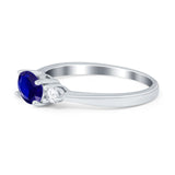 Three Stone Oval Engagement Ring Simulated Cubic Zirconia 925 Sterling Silver