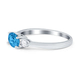 Three Stone Oval Engagement Ring Simulated Cubic Zirconia 925 Sterling Silver