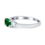Three Stone Oval Engagement Ring Simulated Cubic Zirconia 925 Sterling Silver