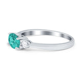 Three Stone Oval Engagement Ring Simulated Cubic Zirconia 925 Sterling Silver