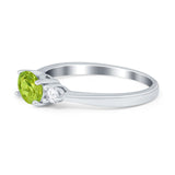 Three Stone Oval Engagement Ring Simulated Cubic Zirconia 925 Sterling Silver