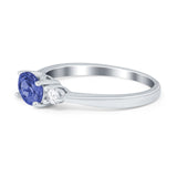 Three Stone Oval Engagement Ring Simulated Cubic Zirconia 925 Sterling Silver