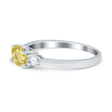 Three Stone Oval Engagement Ring Simulated Cubic Zirconia 925 Sterling Silver