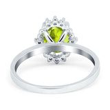 Halo Style Oval Engagement Ring Simulated Cubic Zirconia 925 Sterling Silver