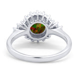 Halo Vintage Engagement Ring Round Simulated Cubic Zirconia 925 Sterling Silver