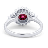 Halo Vintage Engagement Ring Round Simulated Cubic Zirconia 925 Sterling Silver