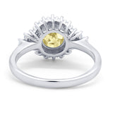 Halo Vintage Engagement Ring Round Simulated Cubic Zirconia 925 Sterling Silver