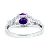 Art Deco Engagement Ring Round Simulated Cubic Zirconia 925 Sterling Silver