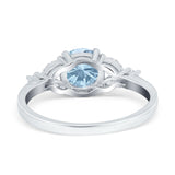 Art Deco Engagement Ring Round Simulated Cubic Zirconia 925 Sterling Silver