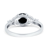 Art Deco Engagement Ring Round Simulated Cubic Zirconia 925 Sterling Silver